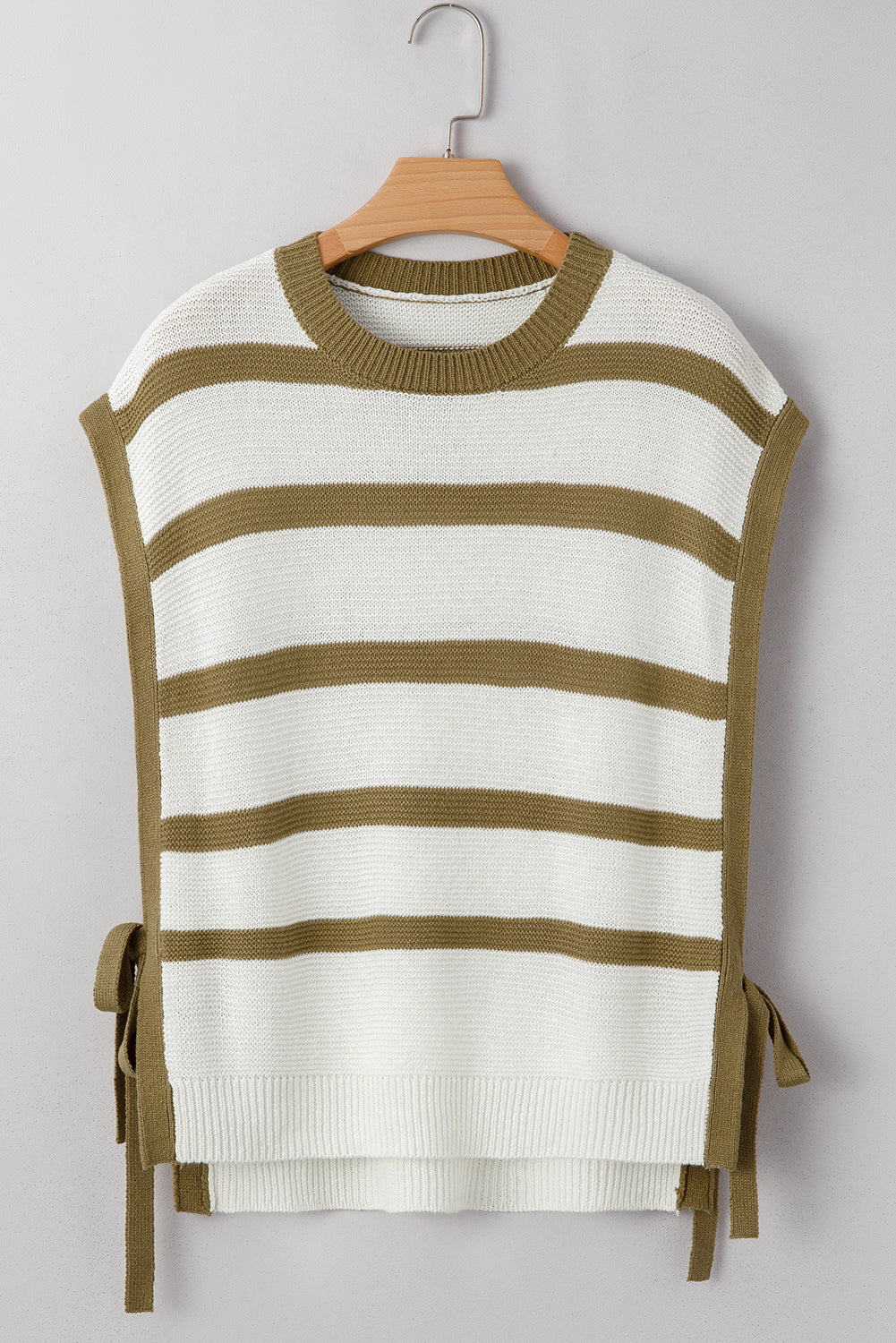 Stripe Tie Open Side Sweater Knitted Top