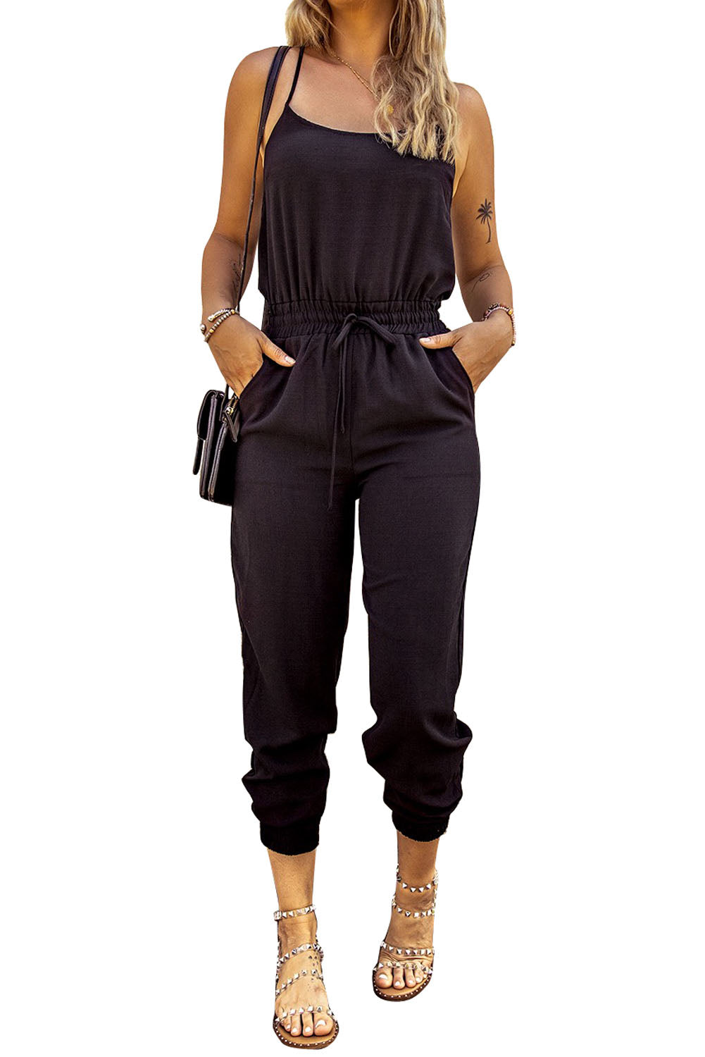 Drawstring Waist Spaghetti Straps Jumpsuit