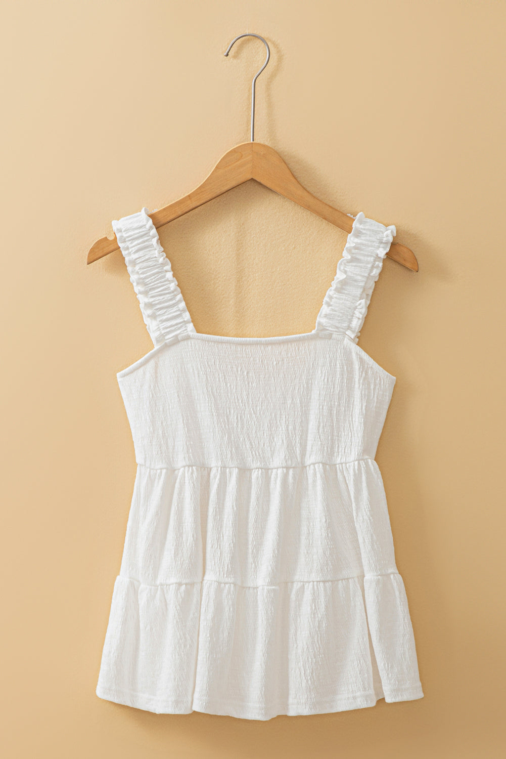 Crinkled Ruffled Straps Peplum Babydoll Tank Top