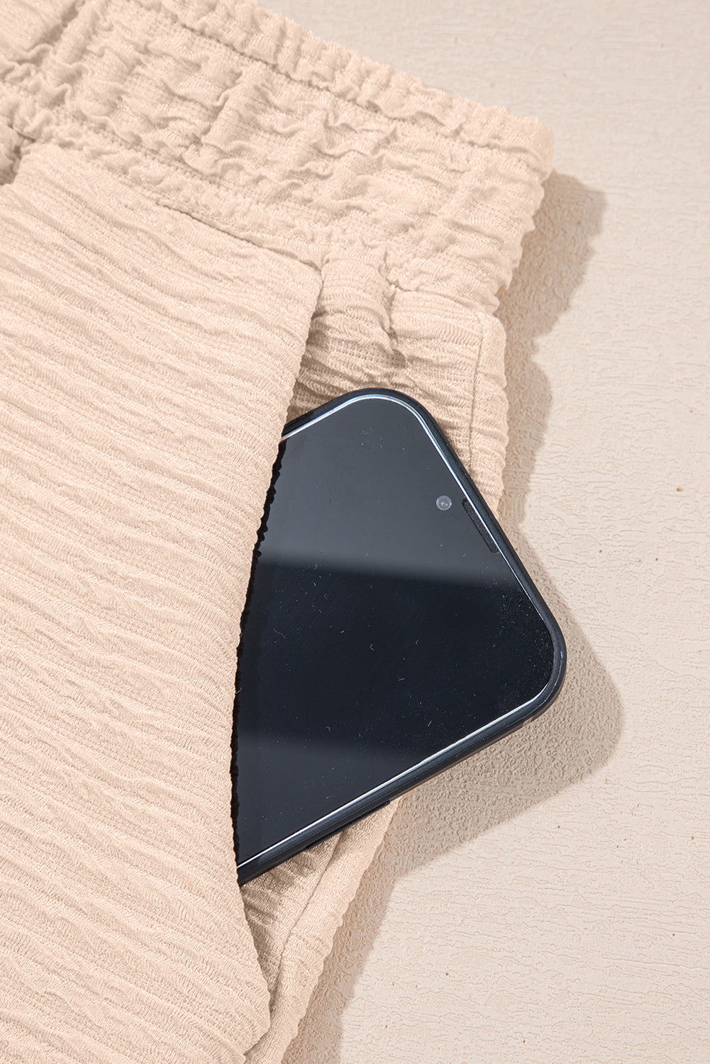 Textured V Neck T Shirt and Shorts Set