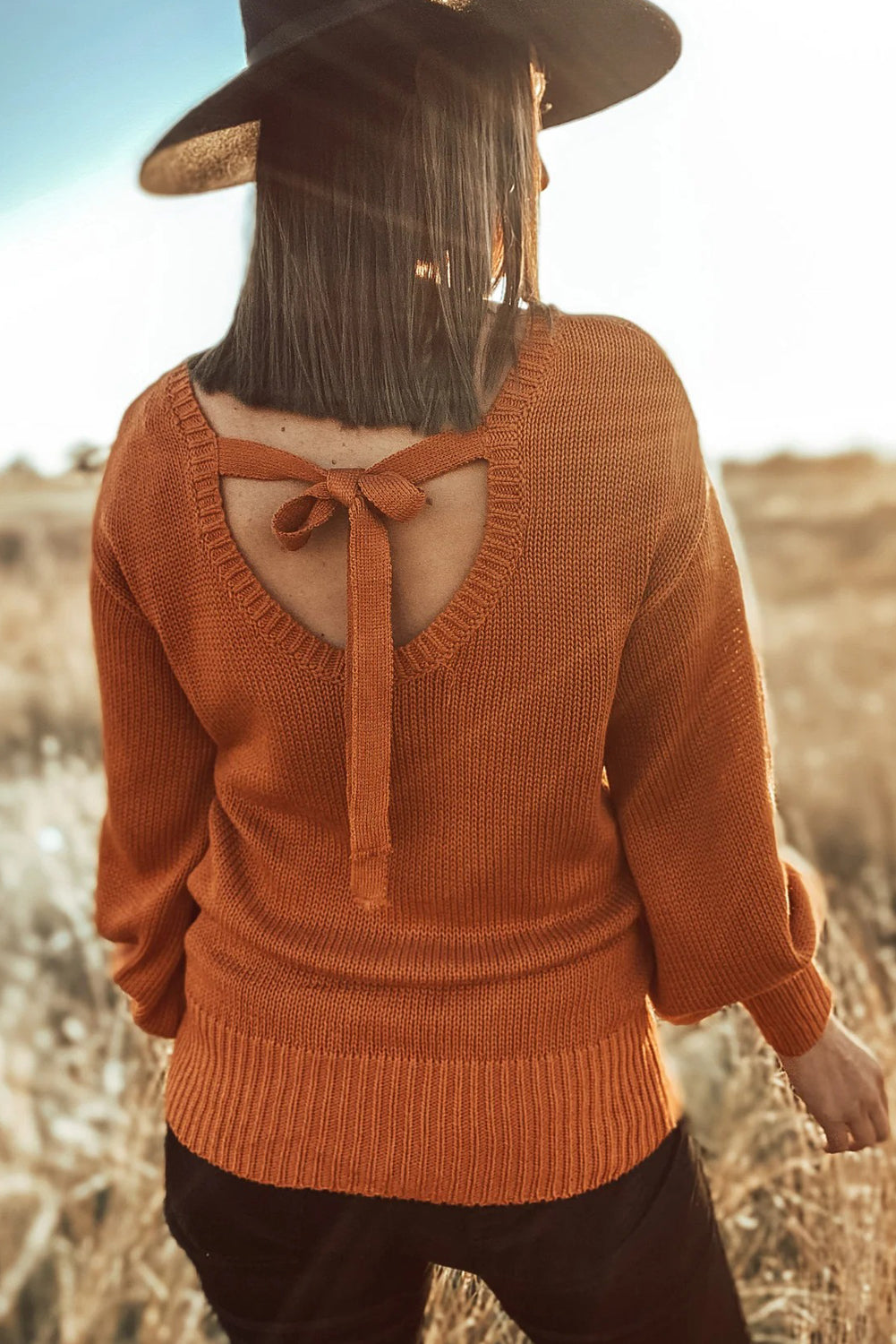 Solid Color Ribbed Trim Drop Shoulder Sweater