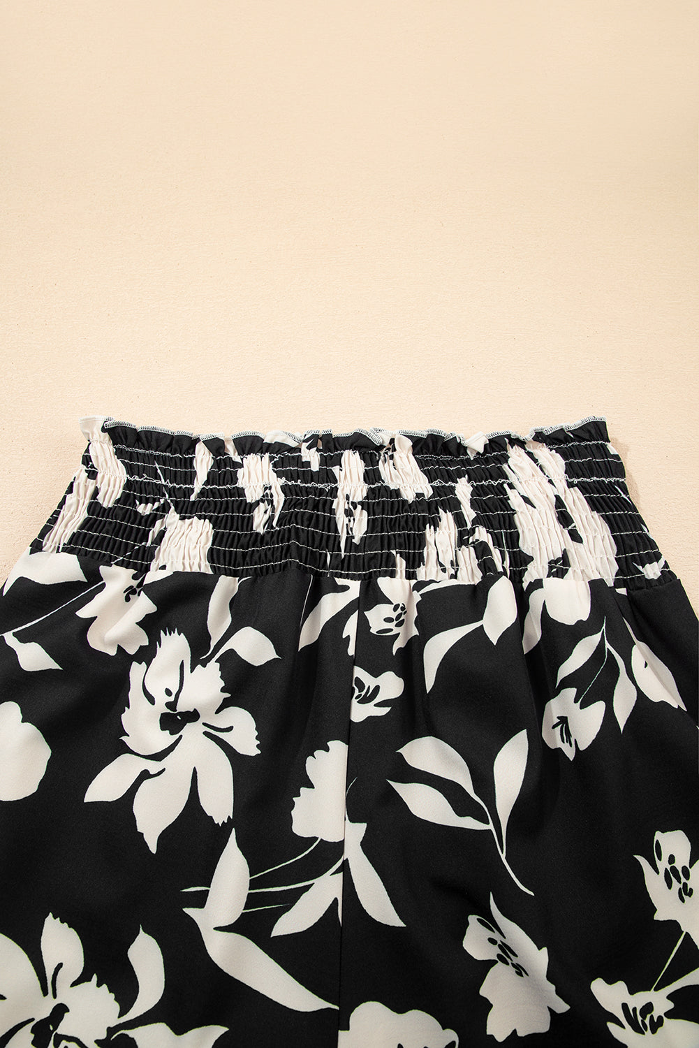 Floral Print Smocked High Waist Wide Leg Pants