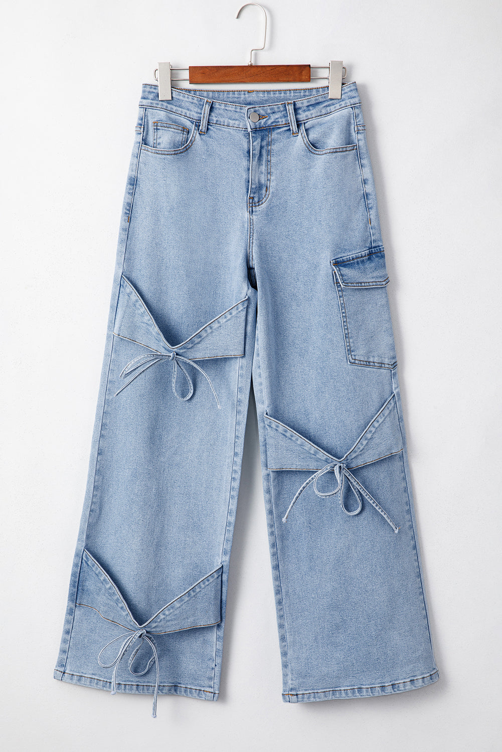 Bowknot Decor Boyfriend Cargo Jeans