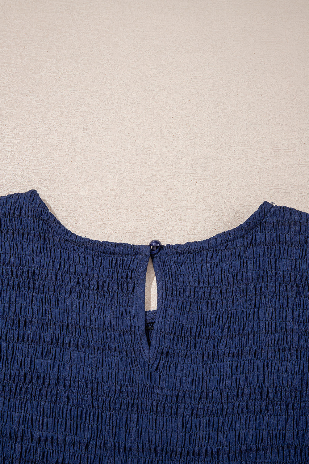 Solid Textured Smocked Puff Short Sleeve High Waist Long Dress