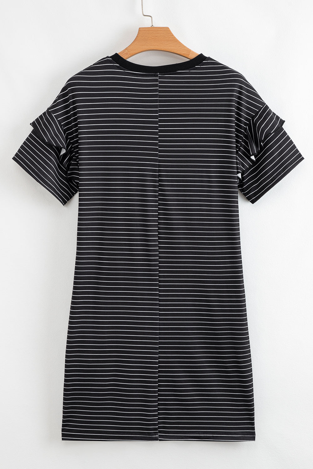 Ruffled Short Sleeve Crew Neck T Shirt Shift Mini Dress