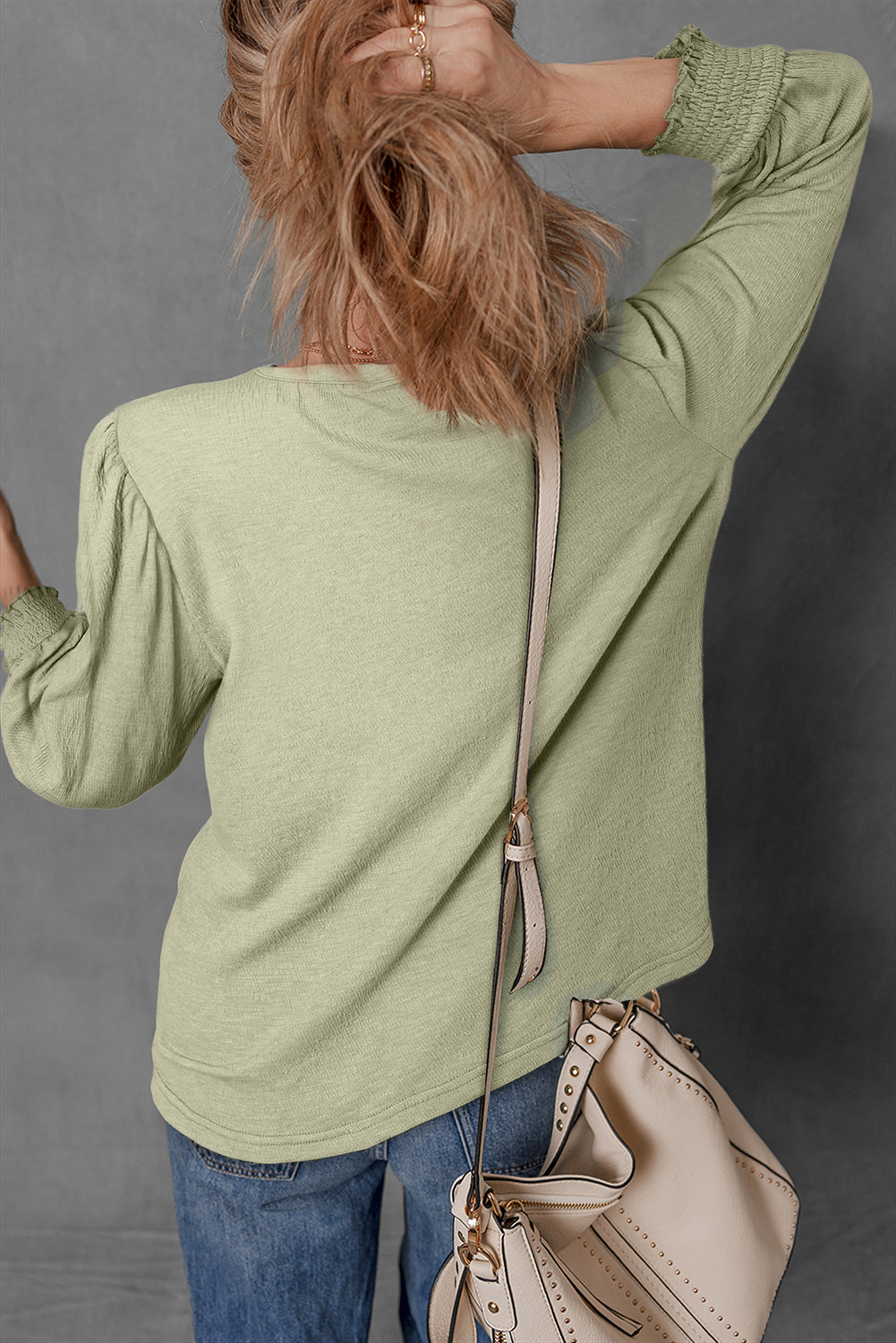 Textured Round Neck Half Sleeve Blouse