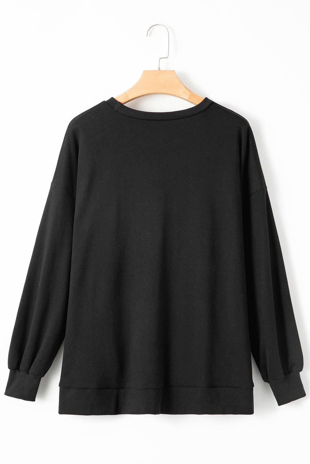 Solid O Neck High Low Hem Pullover Sweatshirt