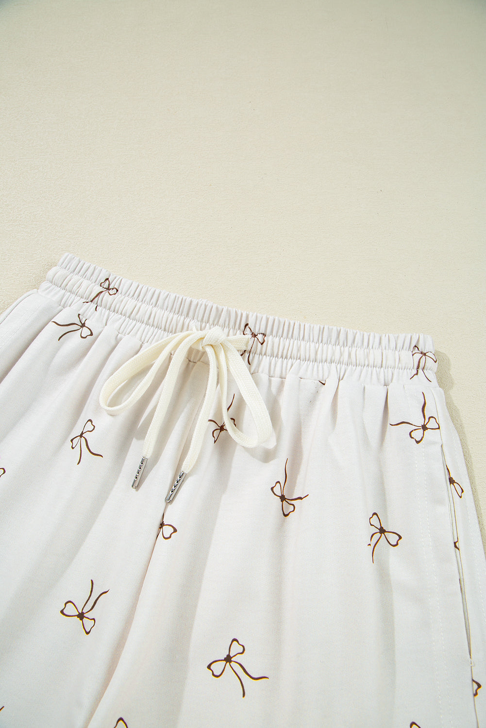 Bow Print Half Zip Tank and Shorts 2pcs Set