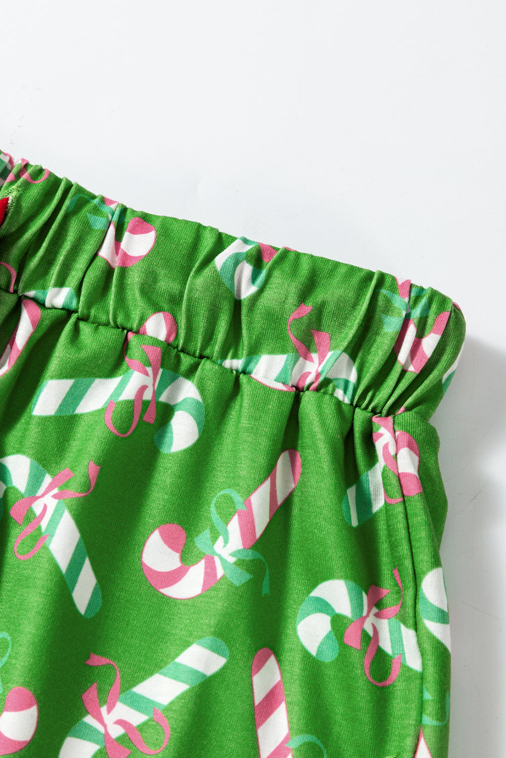 Christmas Candy Cane Print Pocketed Knotted Pajama Set