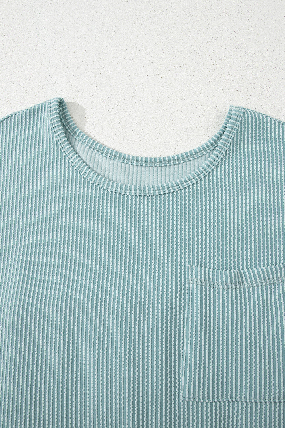 Corded Knit Textured Patched Pocket Frilled Swing Mini Dress with Pockets