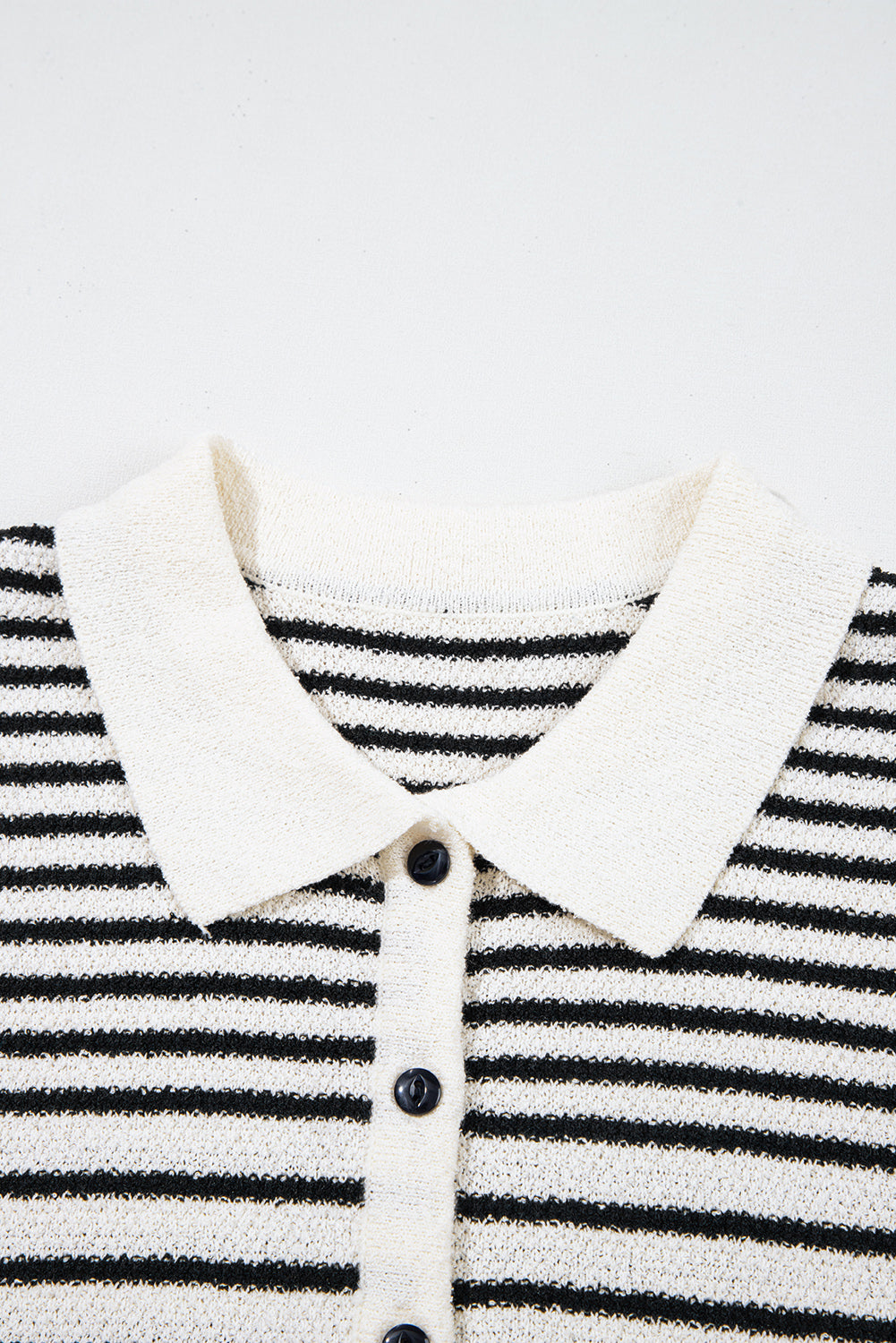 Mixed Striped Print Half Placket Collared Cap Sleeve Bodycon Sweater Dress