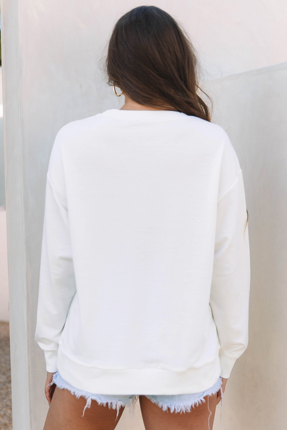 Bow Valentine Drop Shoulder Loose Sweatshirt
