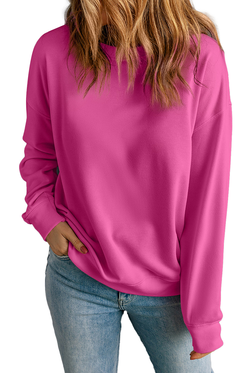Solid Classic Crewneck Pullover Sweatshirt