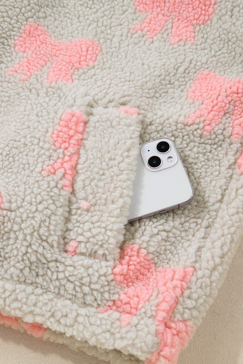 Sherpa Quarter Zip Drop Shoulder Baggy Sweatshirt