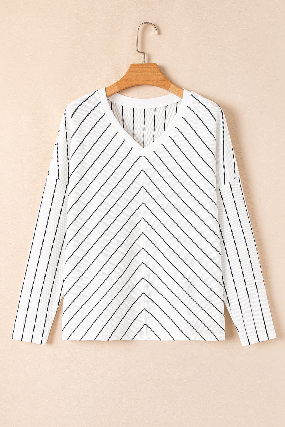 Chevron Striped V Neck Long Sleeve Casual Top