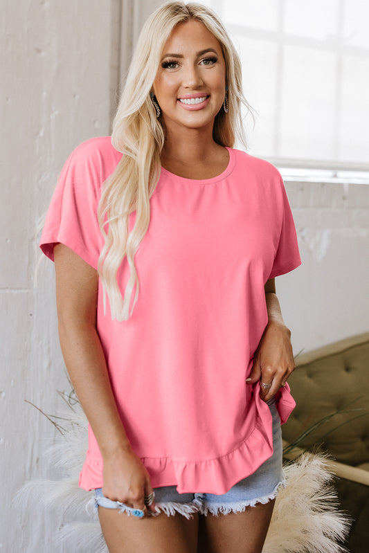 Frilled Hem Loose T-Shirt