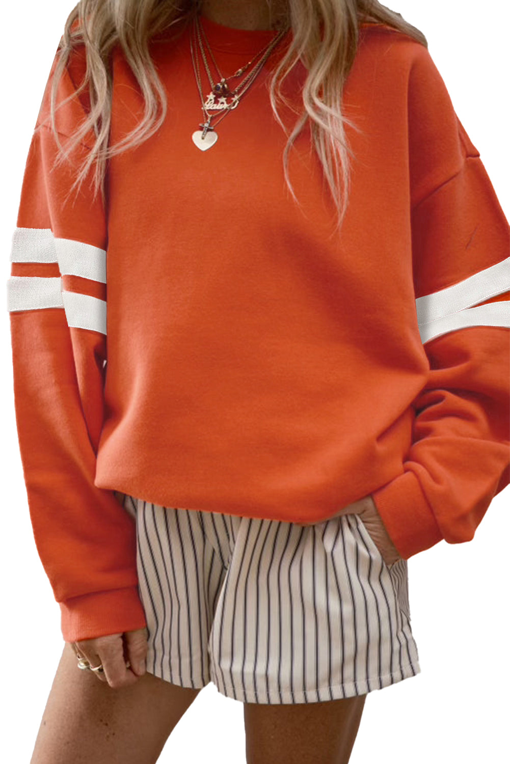 Varsity Striped Detail Drop Shoulder Oversized Sweatshirt