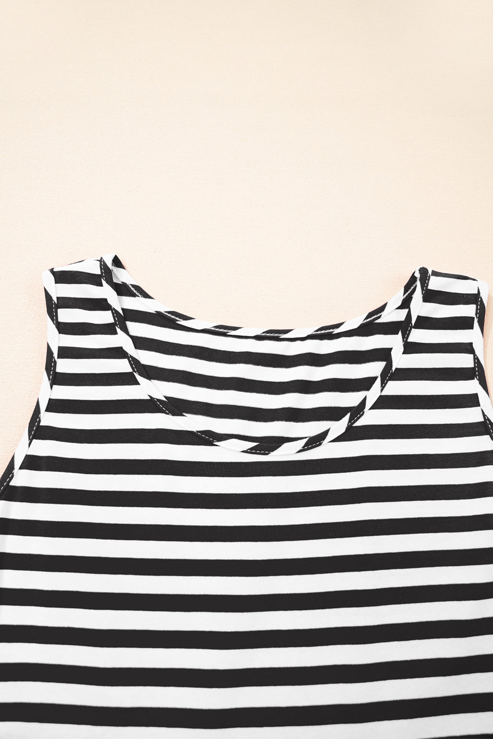 Stripe U Neck Sleeveless Loose Fit Mini Dress