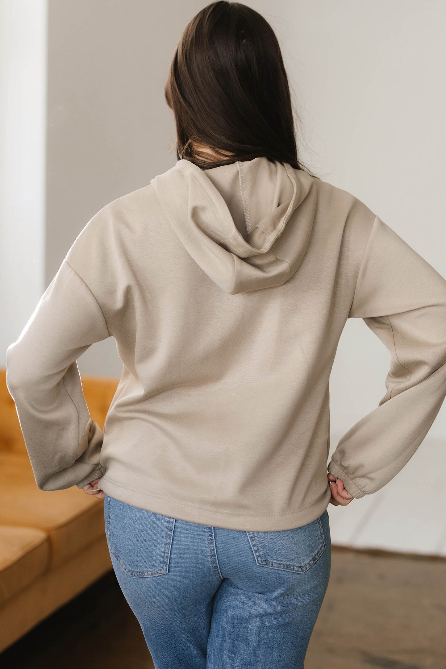 Contrast Bow Embroidered Zip Up Jacket Hoodie