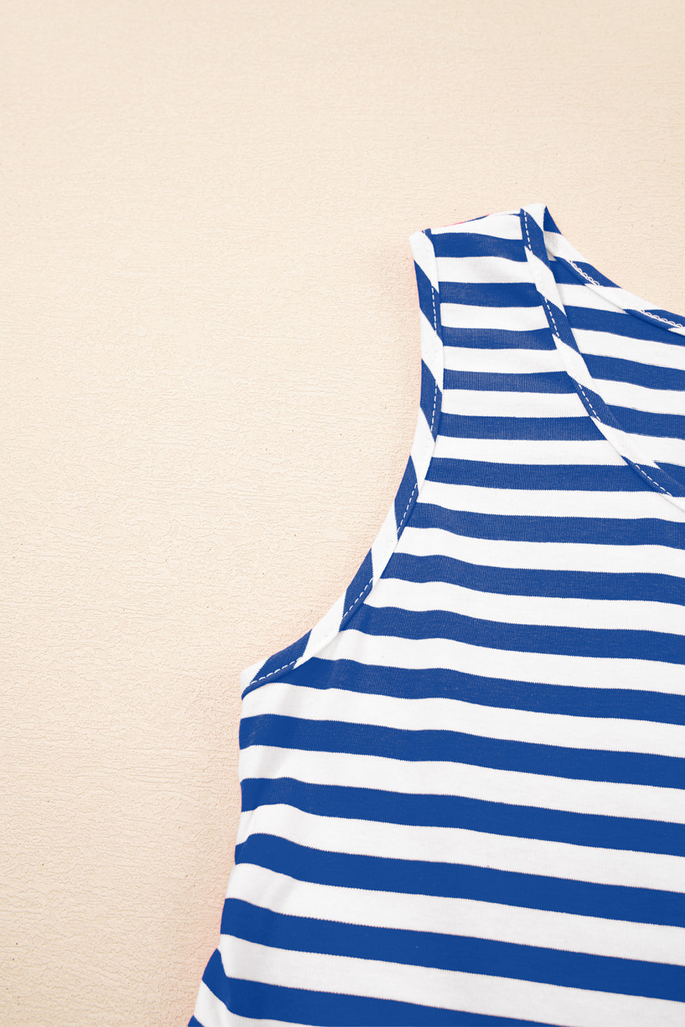Stripe U Neck Sleeveless Loose Fit Mini Dress