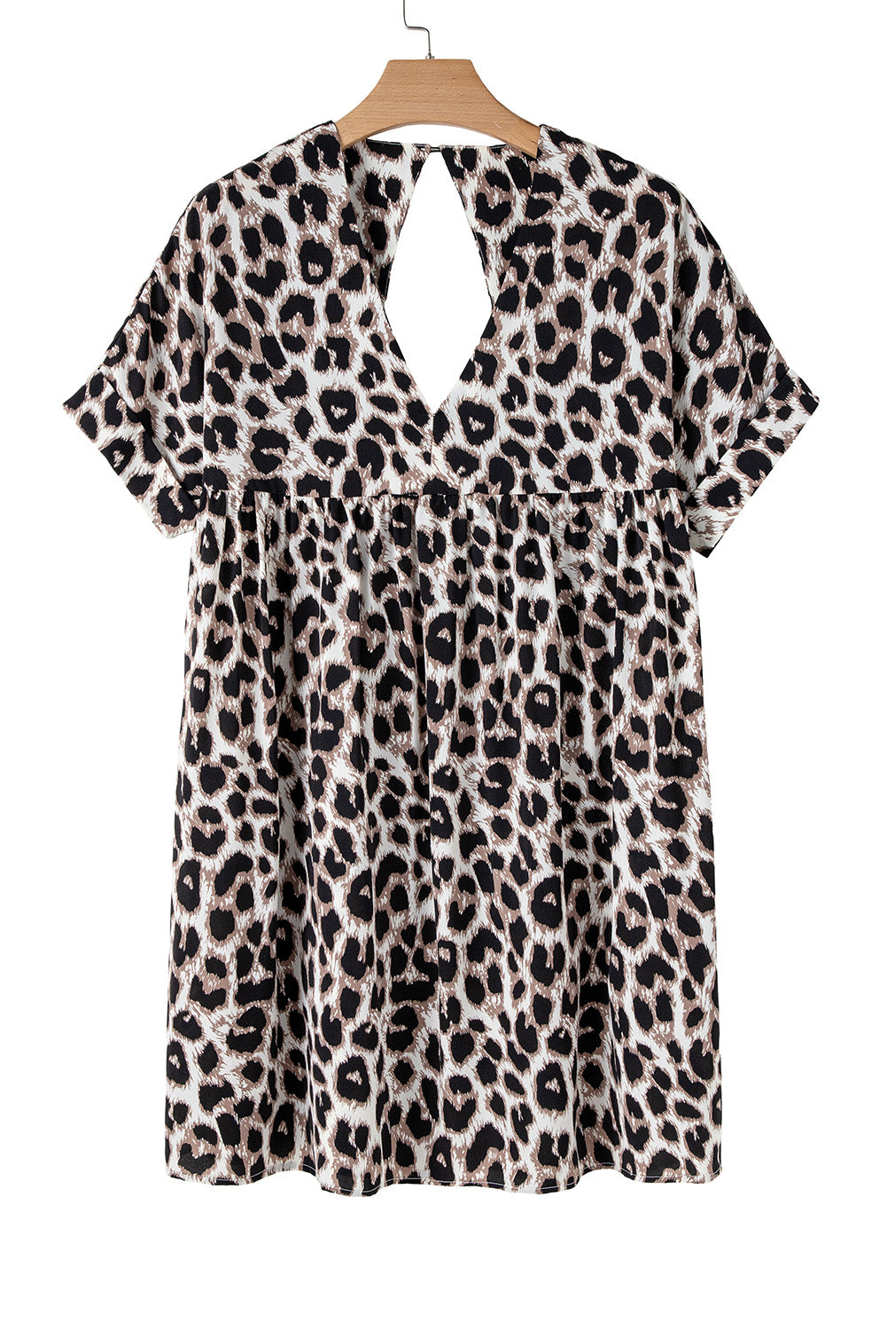 Cheetah Print Backless V Neck Loose Fit Mini Dress