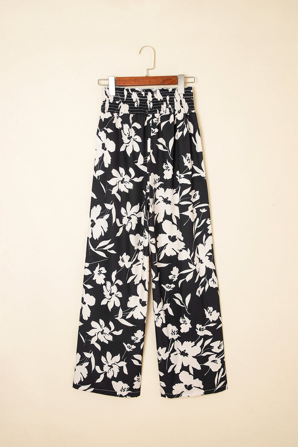 Floral Print Smocked High Waist Wide Leg Pants