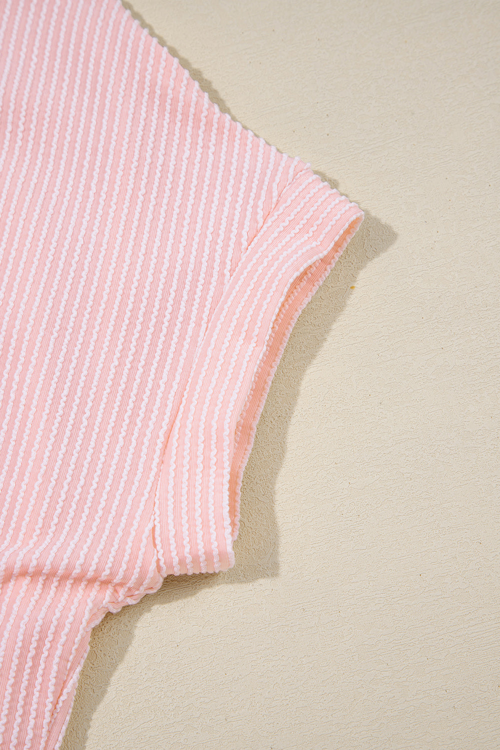 Corded Knit Color Block Pocketed Crew Neck T Shirt