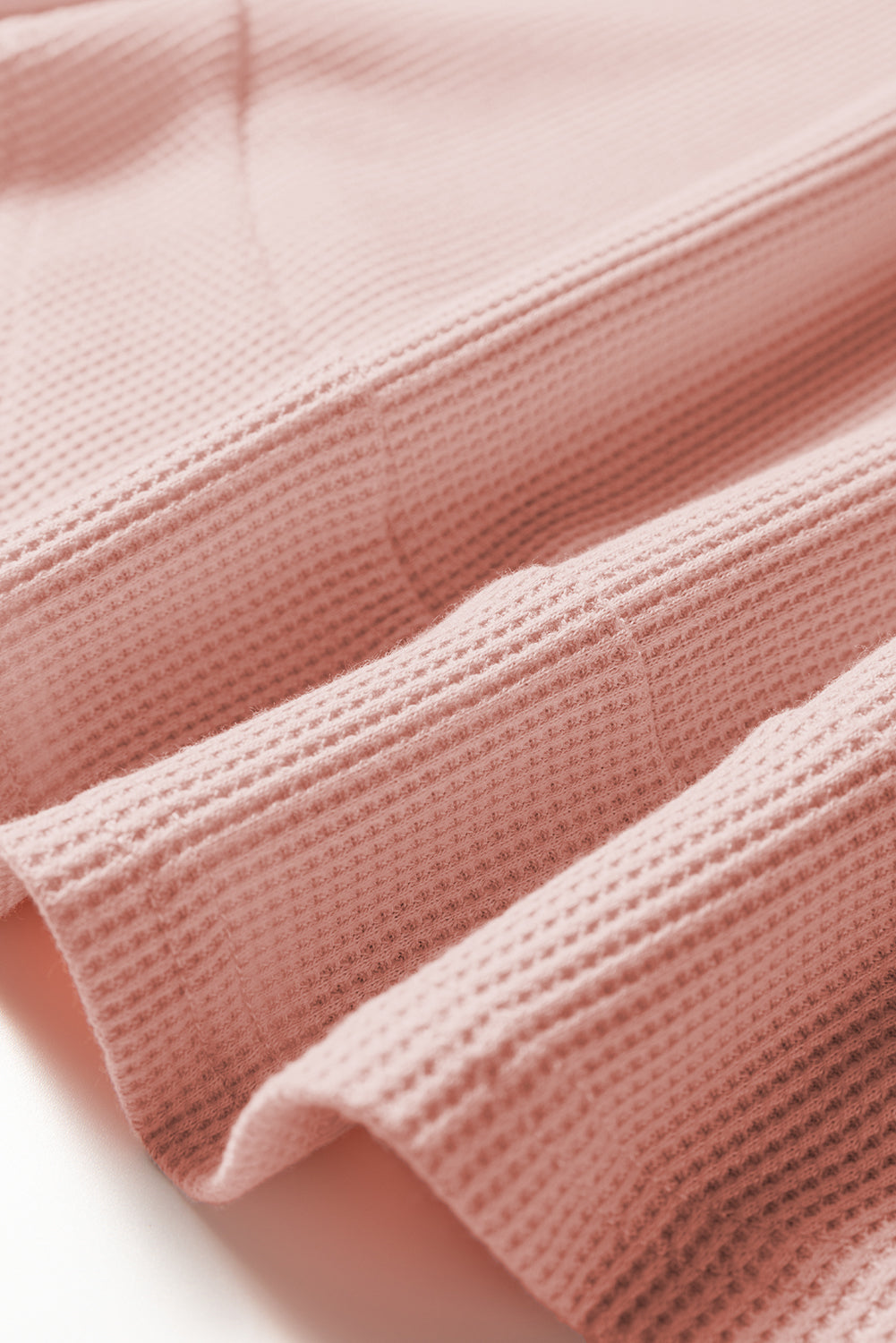 Rounded Hem Waffle Long Sleeve Top