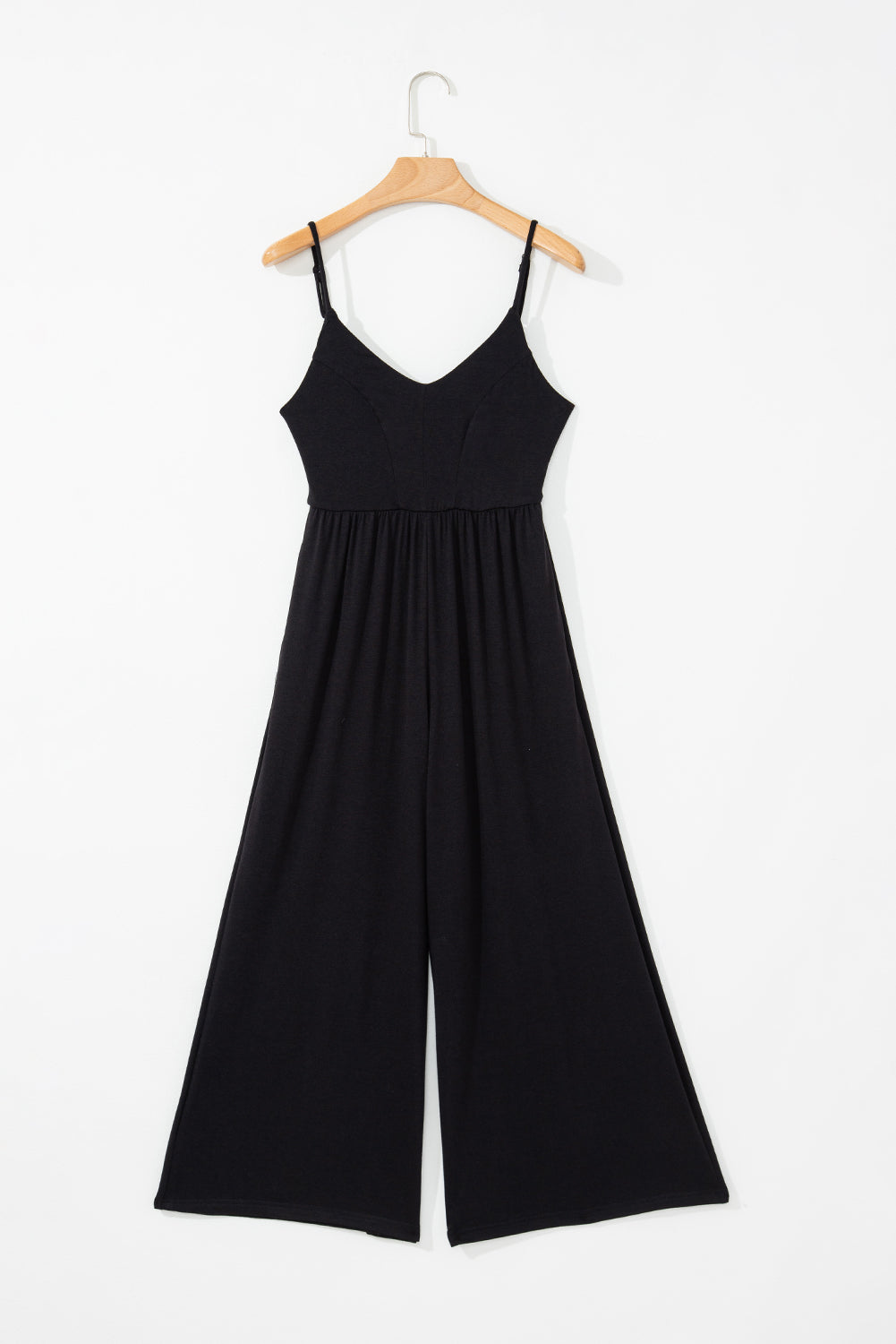 Spaghetti Straps Open Back Pleated Wide Leg Jumpsuit