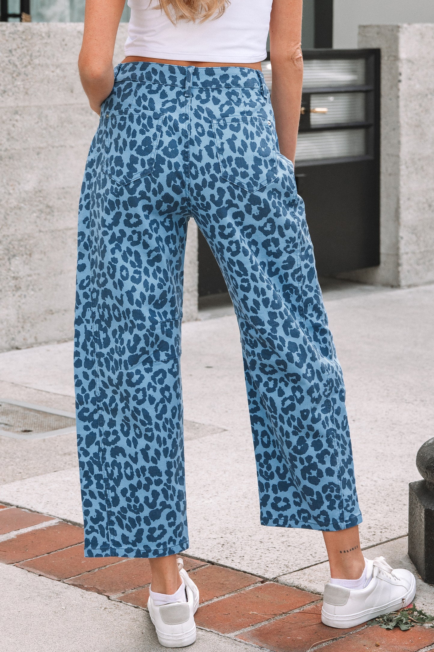 Leopard Print Straight Loose Jeans