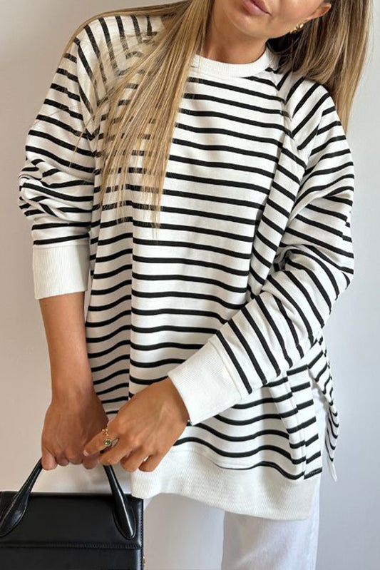 Raglan Sleeve Side Slits Loose Sweatshirt
