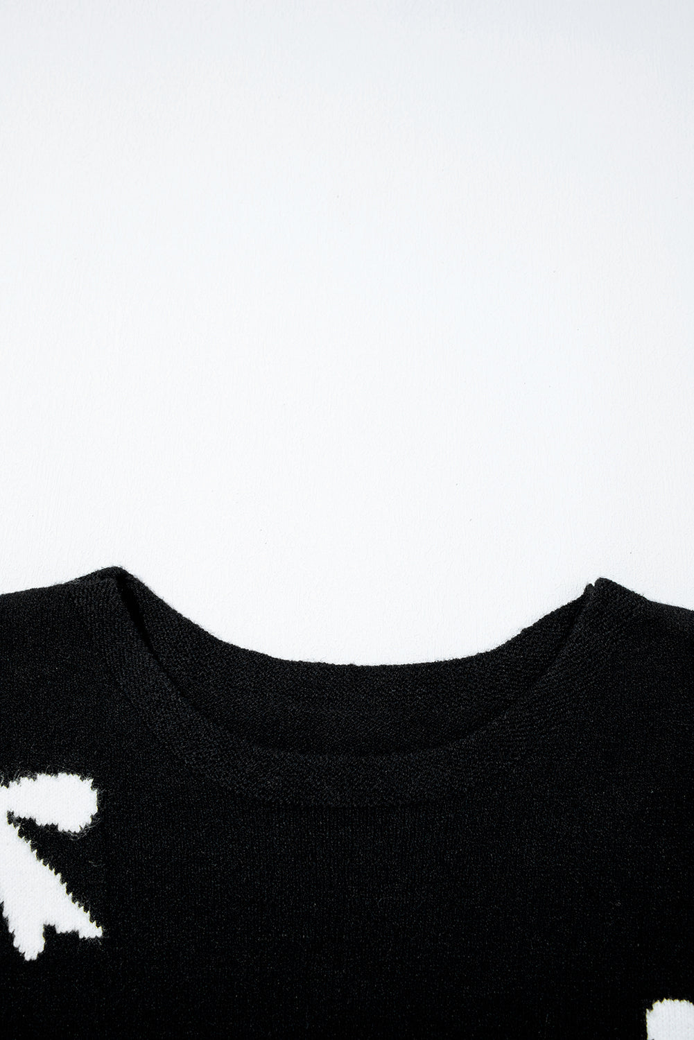 Bow Pattern Knit Short Sleeve Sweater