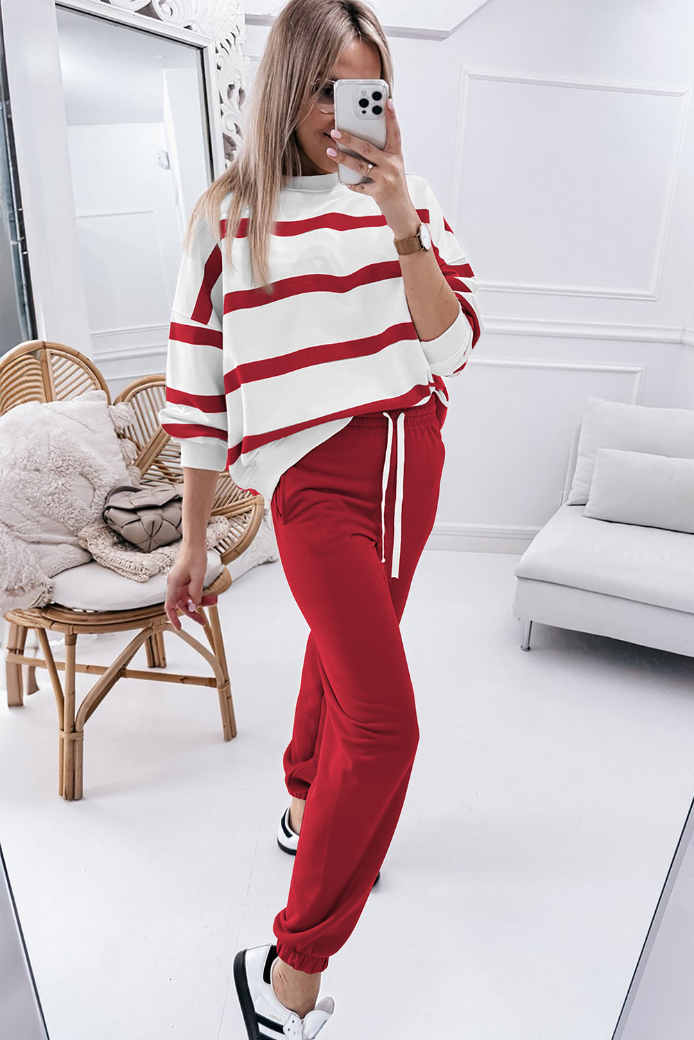 Drop Shoulder Pullover and Jogger Pants Set