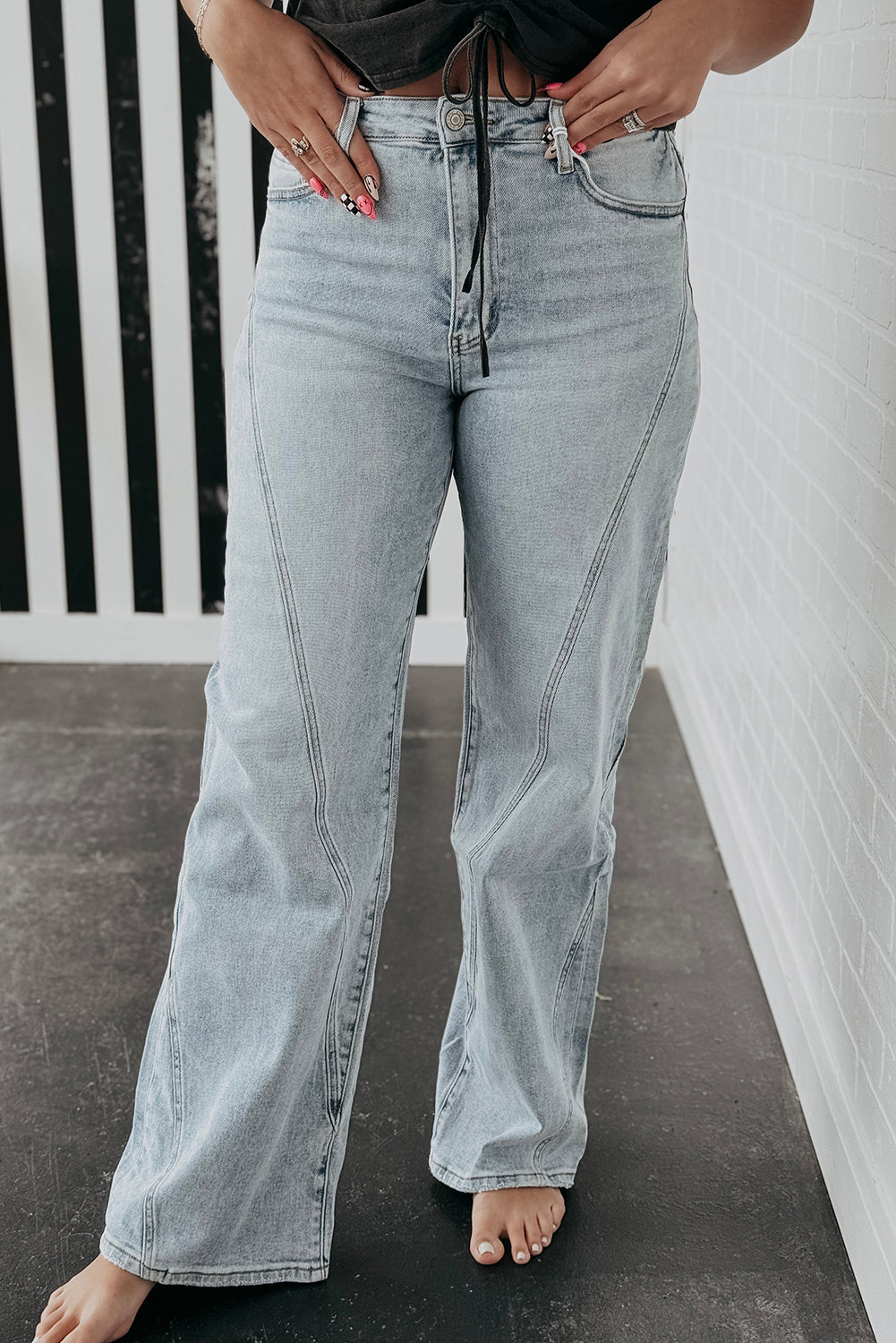 Light Wash Exposed Seam Plus Size Jeans