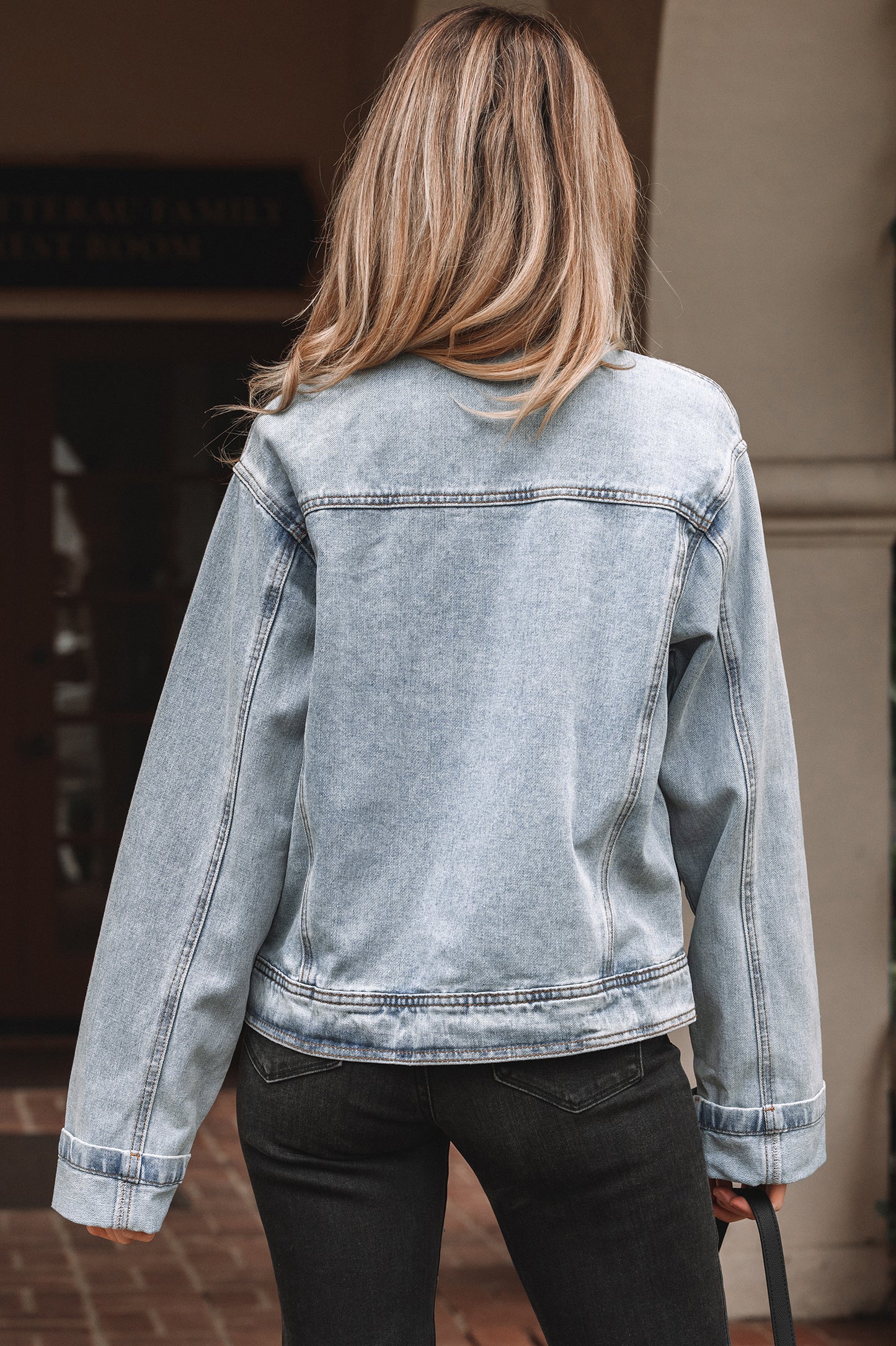 Street Style Zip Up Washed Denim Jacket