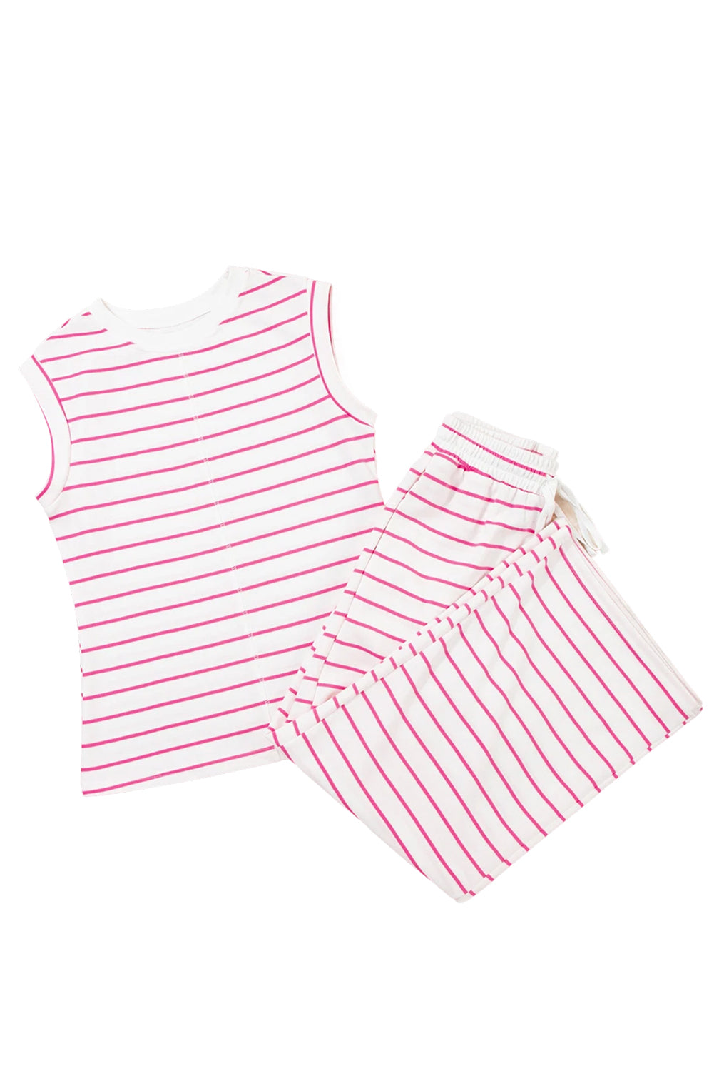 Stripe Casual Wide Leg 2pcs Pants Set