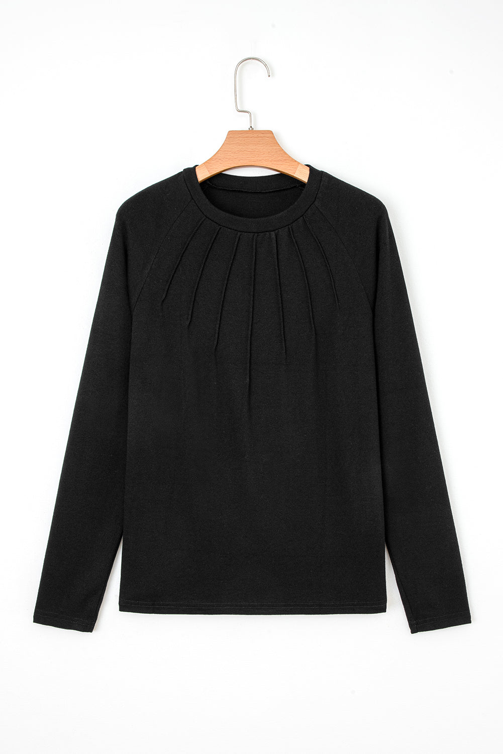 Solid Color Seam Detail Raglan Long Sleeve Top