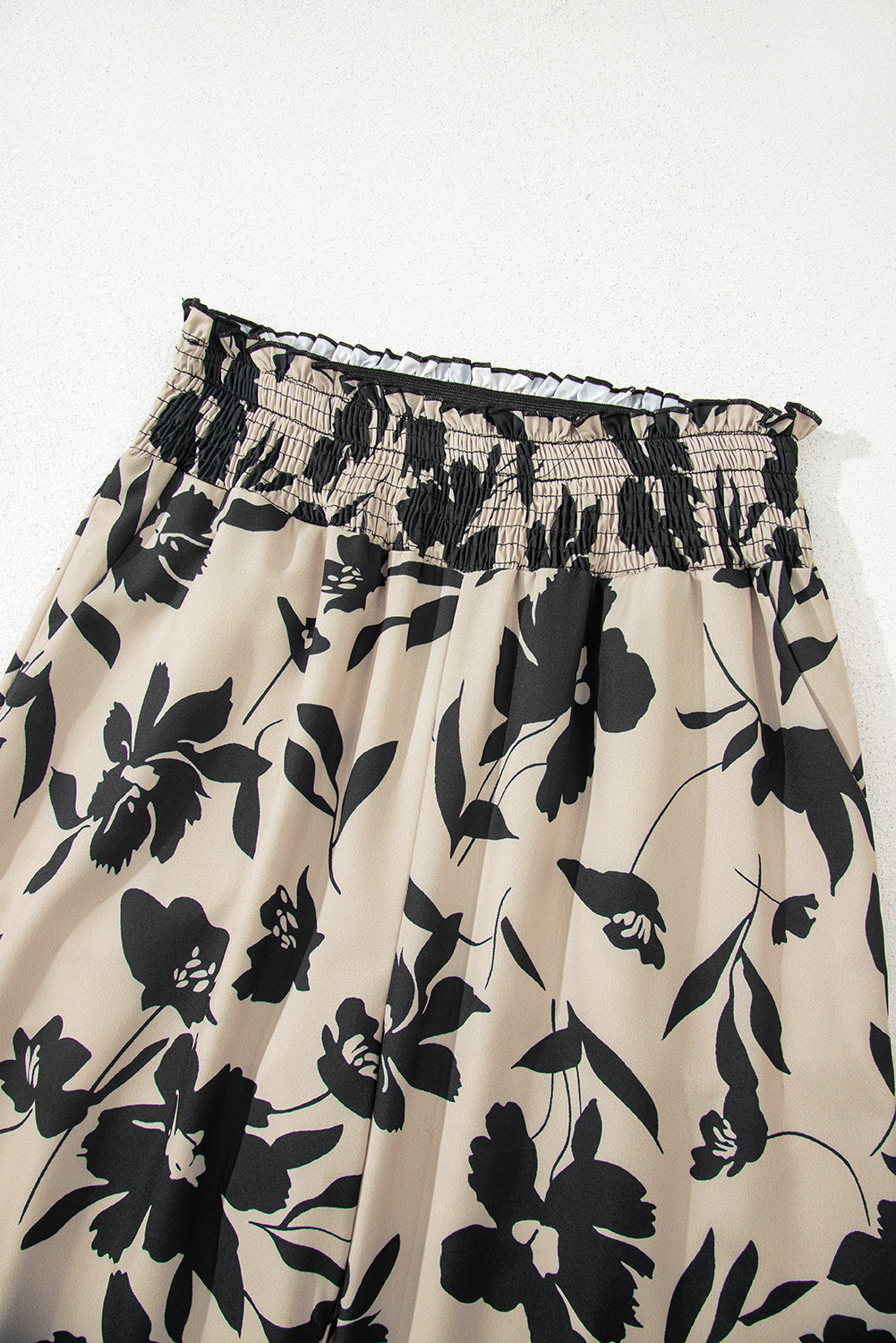 Floral Print Smocked High Waist Wide Leg Pants