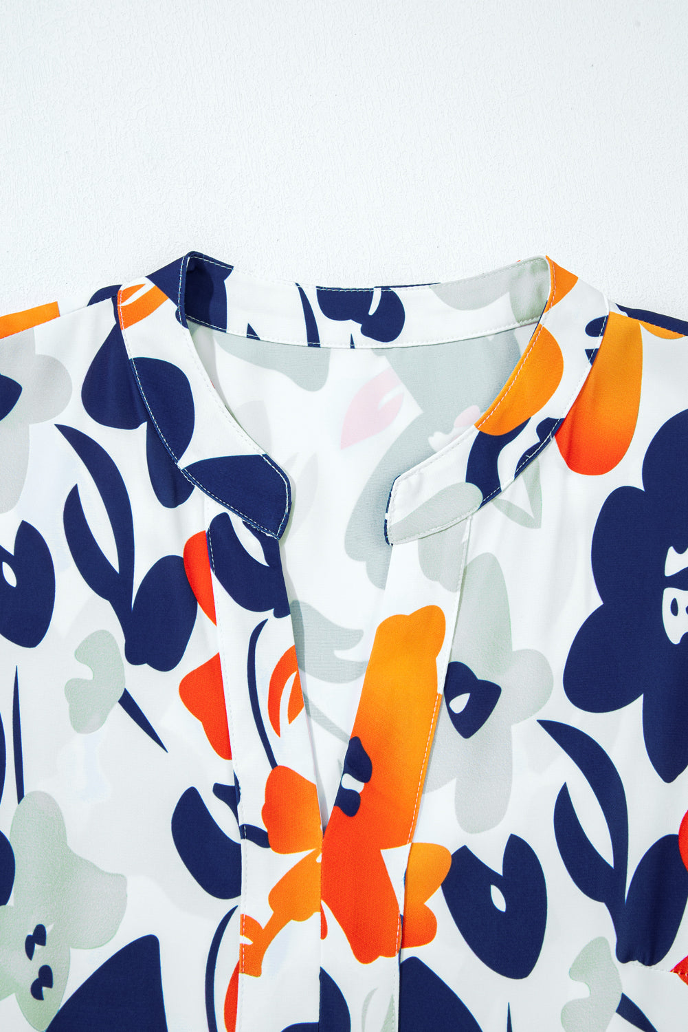 Floral Print Notched Neck Flutter Sleeve Mini Dress