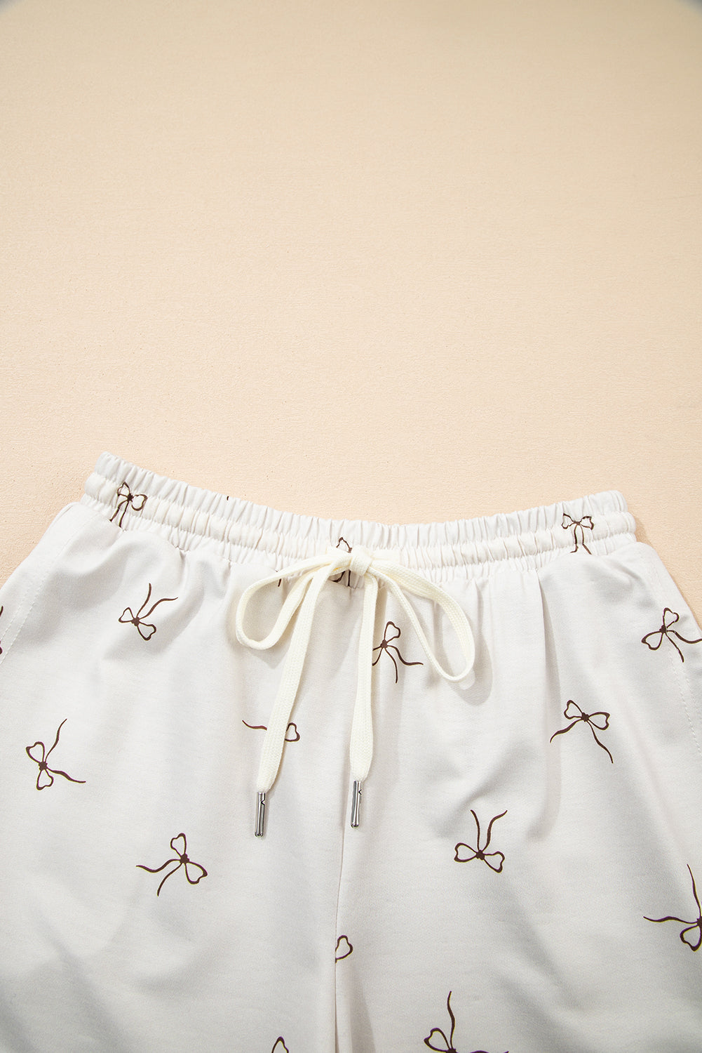 Bow Print Half Zip Tank and Shorts 2pcs Set