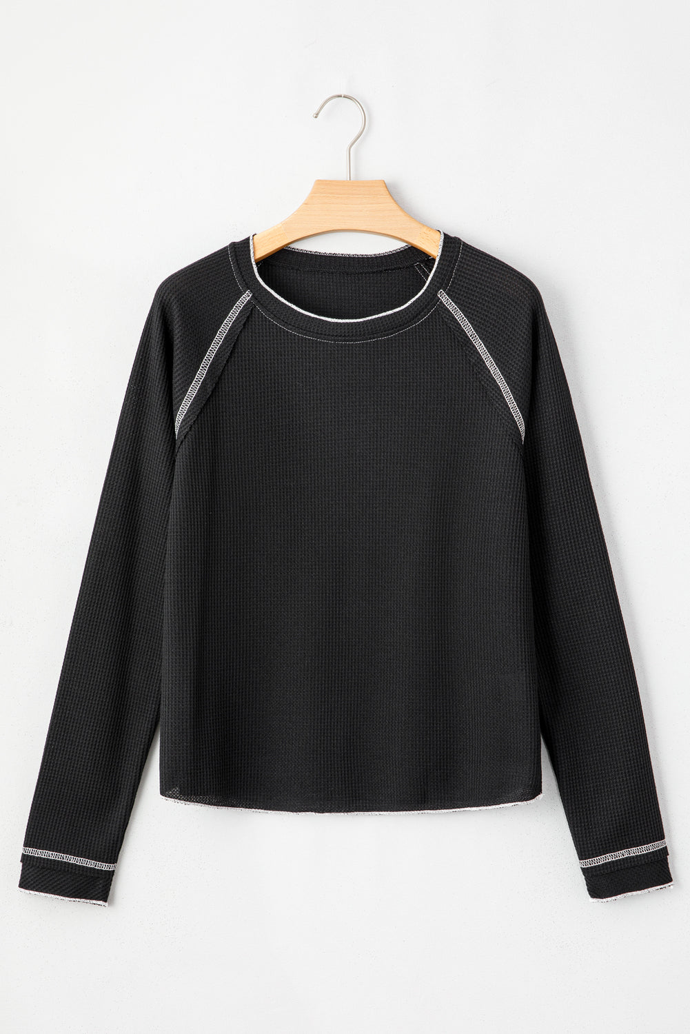 Textured Round Neck Long Sleeve Top