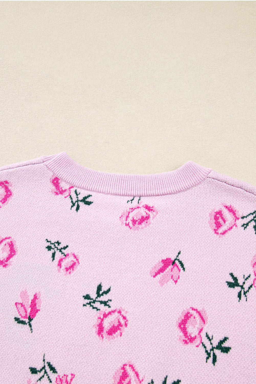 Sweet Floral Print Drop Shoulder Cropped Sweater