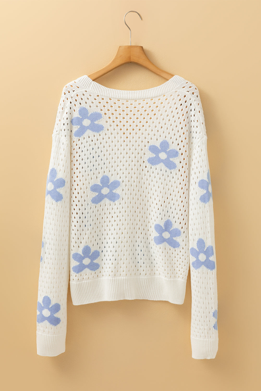 Flower Knit Hollow Out Open Short Cardigan