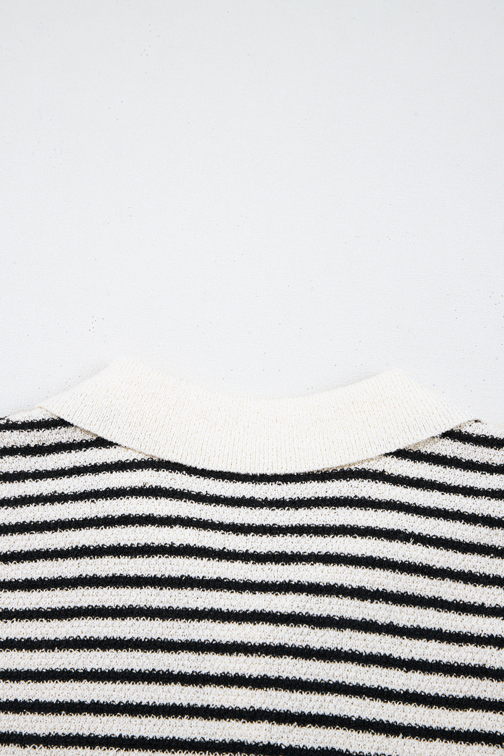 Mixed Striped Print Half Placket Collared Cap Sleeve Bodycon Sweater Dress