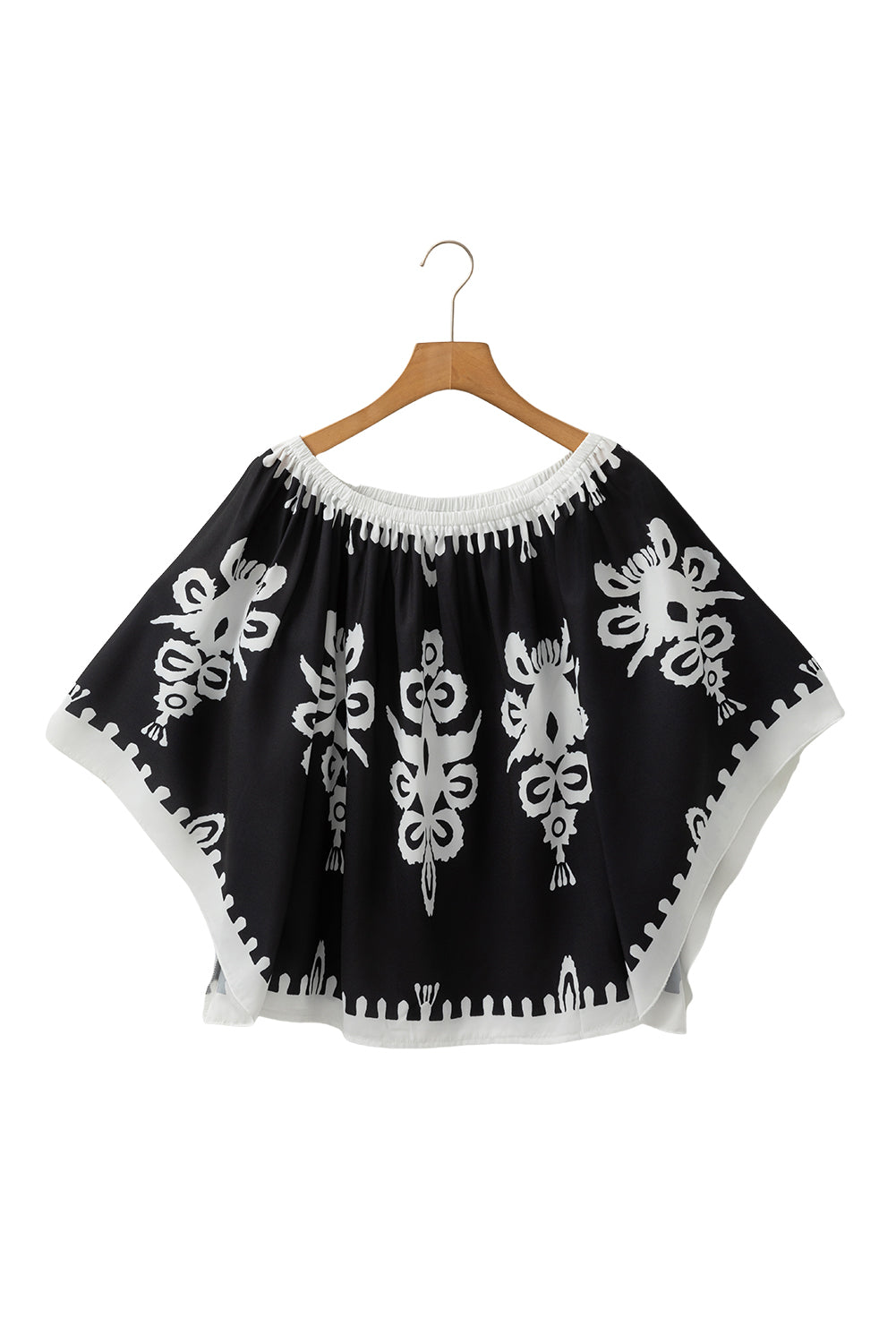 Tribal Printed Off Shoulder Loose Sleeve Blouse