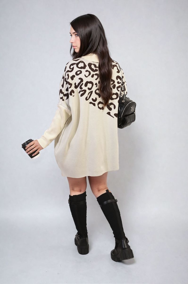 Leopard Print Knitted Long Sleeve Jumper