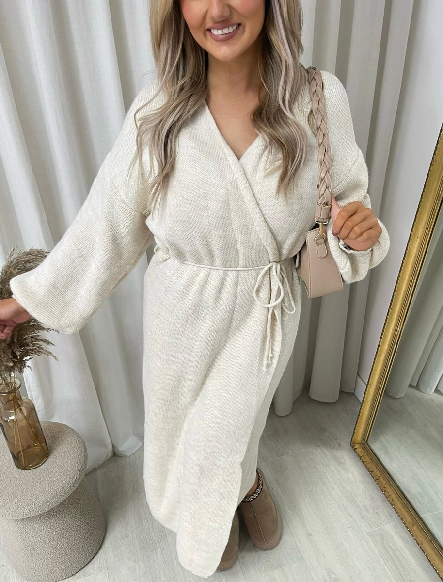 Knitted Long Sleeve Belted Cardigan