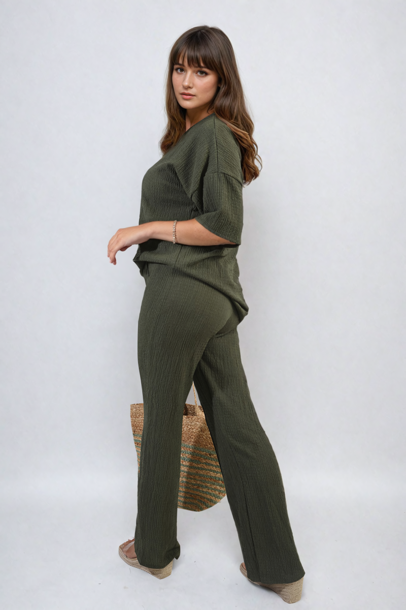 Cheesecloth Pattern Top and Trouser Co-ord Set