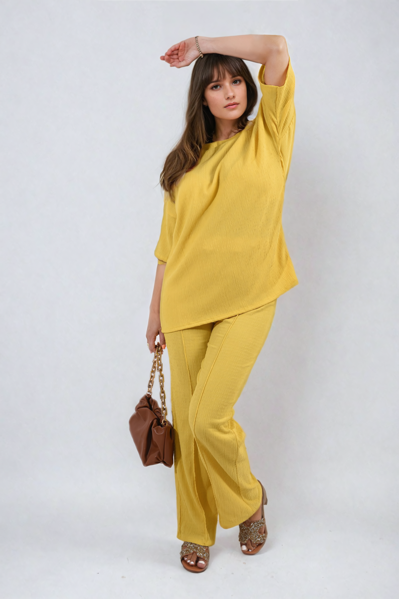 Cheesecloth Pattern Top and Trouser Co-ord Set