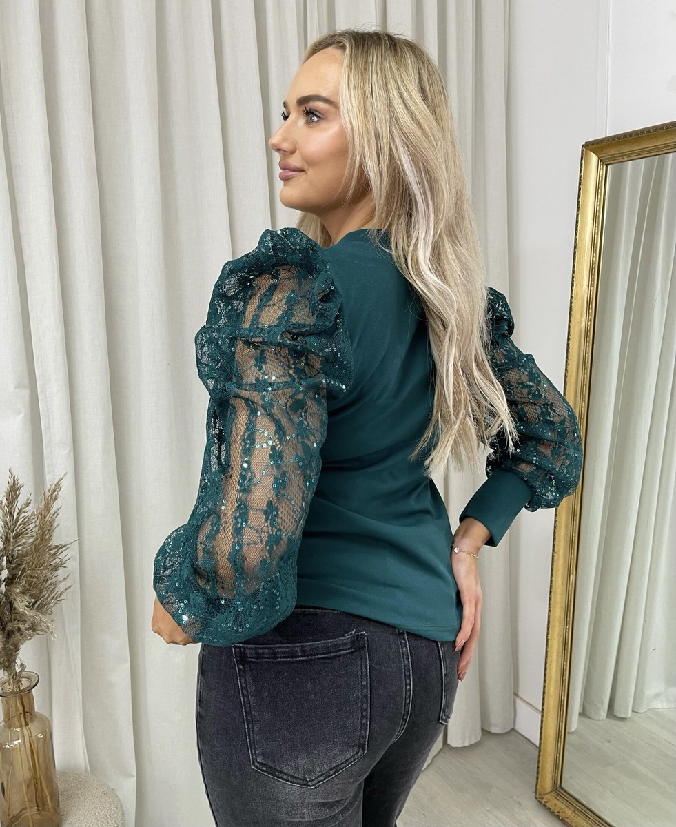 Puff Sleeve Lace Long Sleeve Top